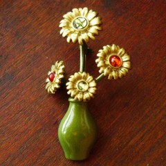 Vintage Sunflower Enamel Brooch Antique Flower Pins Brooches Woman Party Jewelry