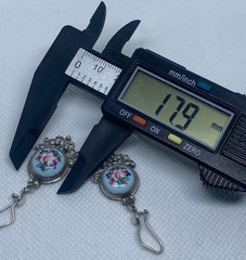 Vintage earrings. USSR porcelain. Hand painted. Enamel.Russian. Finift . 7.36 g.