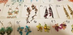 Vtg Czech Bead All Glass Crystal Dangle Earrings Chandelier Uranium + Lot #1