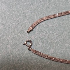 Signed 925 Sterling Silver Herringbone Chain Necklace, Spring Ring Closure