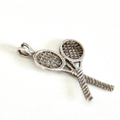 Vintage 925 Sterling Silver Tennis Racket Sports Themed Pendant