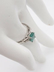 Vintage 1950s $5000 2.30ct Colombian Emerald Diamond Platinum Wedding Ring