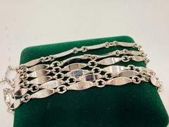 Vintage Necklace Silver Tone Dimpled Link Necklace Long 40 in chain Boho 1970s