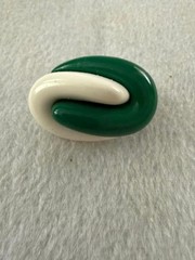 Vintage Green and White Abstract Swirl Pin 1.5″ Mod Retro