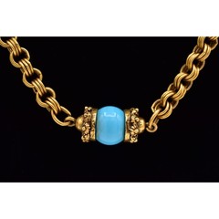 Accessocraft NYC Vintage Station Chain Necklace Turquoise Beaded Signed BinBE