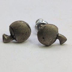 Vtg JJ Jonette Pewter Mushroom Trinket Box Brooch Pin Matching Earrings Signed