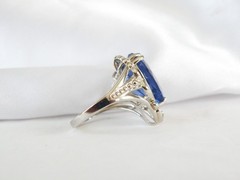 Vintage Sterling Silver 925 Large 10ct Natural Heated London Blue Topaz Ring 6