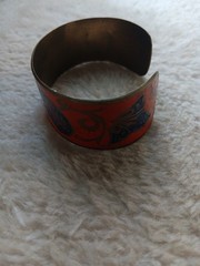 Copper Enamel Indian Bracelet With Floral Design