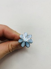 Vintage Sterling Silver Size 6 Spring Pastel Blue Flower Statement Cocktail Ring