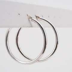 5.2g Jacmel Mauritius Sterling Silver Round Hoop Earrings 1.5in Minimalist
