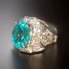 Vintage Filigree Platinum Engagement Ring 4.10ct. Blue Neon Tourmaline Oval Cut