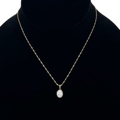 Vintage 1/20 14K GF Dainty Minimalist Opalite Oval Pendant Necklace