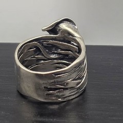 Paz Israel 925 Sterling Silver Ring Sz 7.5 Calla Lily Wrapped Multi-Band Vtg