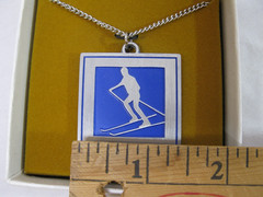VTG International Silver Co More Difficult Snow Skiing Necklace Pendant w/ Box