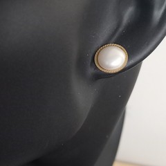 Vintage Gold Tone Faux Mabe Pearl Round Button Post Earrings Twisted Rope Rim