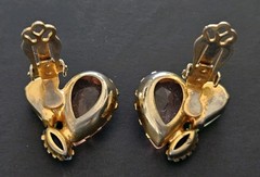 Vtg JULIANA D&E Cluster Faceted Multicolor Rhinestone Brooch & Clip-On Earrings