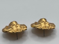 Vintage Anne Klein Unsigned Lion Matte Gold Tone Pierced Earrings