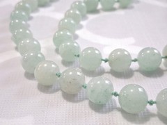 Vintage 1970’s Chinese Aqua Aventurine Knotted Beads Necklace 32in Heavy