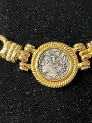 Mary Kay New Faux Roman Coin Intaglio Necklace Clip Earrings Set 1980’s-90’s