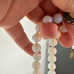 Vintage Opalite Necklace Earrings Set Silver Tone Scalloped Filigree Box Clasp