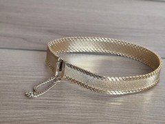 Vintage Signed Monet Gold Tone Bracelet With Safety Chain