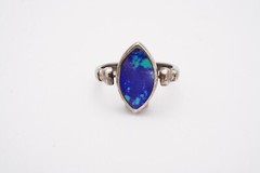 Vintage Sterling Silver 925 Black Onyx Azurite Spinner Ring Size 6.5
