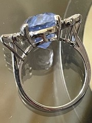 Platinum Natural Unheated 14.24 tcw Sapphire & Diamond Ring, GIA Report