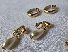 Vintage Collection Of 8 Gold-Tone Clip-On Earrings Excellent Condition