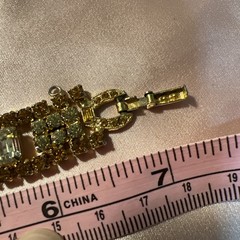 VTG Weiss Goldtone Crystal Peridot Green Topaz Tennis Bracelet-AS IS see Pics