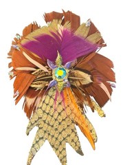 Vintage 80’s Statement Earrings Leather Feather Rhinestone Metallic Clip On Bold