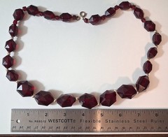 Vintage Ruby Red Plastic Faceted Graduated Bead Necklace 24 inch