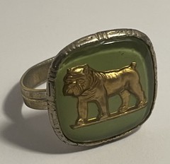 Vintage Men’s Signet Ring Intaglio Bulldog “Mack” Trucks Advertising Adjustable