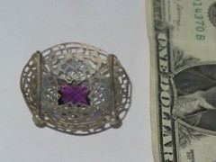 Vintage Slide Pendant Buckle Jewelry Spun Glass Rhinestone (95M)