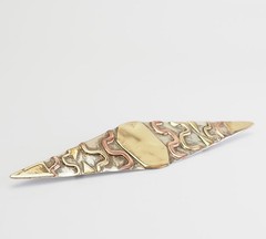 One of a kind large sterling silver copper brass abstract signed brooch pin