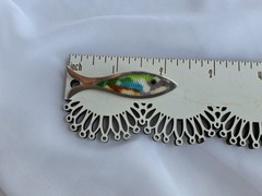 JOSE FEDERICO TAXCO Mexican Sterling Silver Rainbow Guilloche Enamel Fish Pin