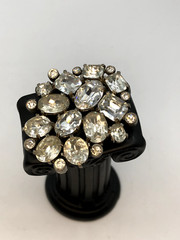 Vintage EISENBERG ORIGINAL Clear Rhinestone FUR CLIP SIGNED Pre WW2 Era