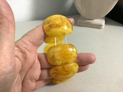 Vintage Art Deco faux egg yolk amber lucite bracelet large link stretch beauty