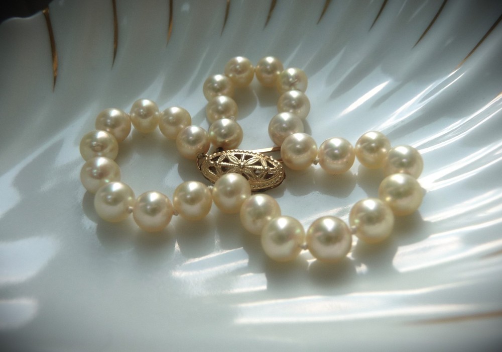 GORGEOUS MIKIMOTO BLUE LAGOON BL 14K 585 CULTURED OCEAN AKOYA PEARL BRACELET!
