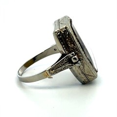 Collectible Vintage Art Deco BELAIS 18K White Gold Watch Ring Size 7