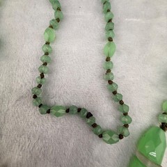 Vintage Glower Bead Glass Necklace UV Czech 36”