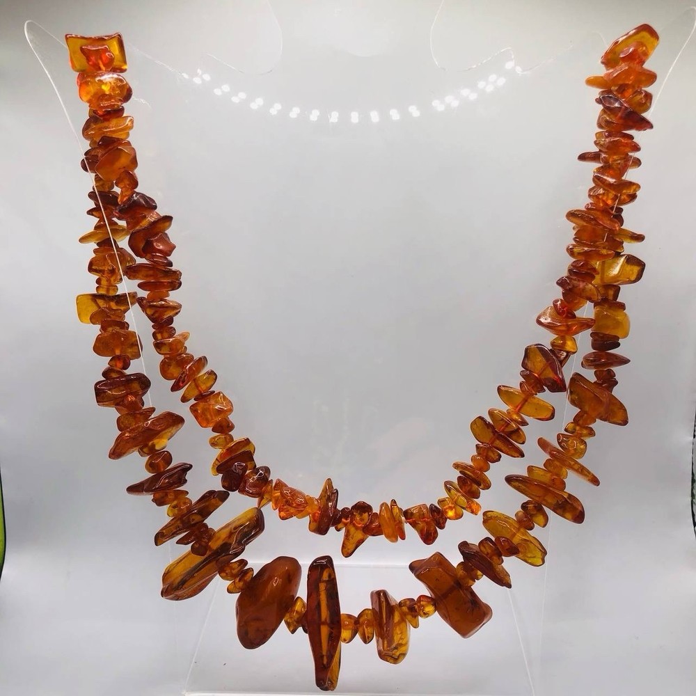 Vintage Authentic Genuine Nugget Amber Beads Necklace 33 in 83 g