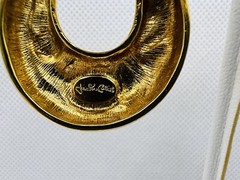 Vintage Jackie Collins Haute Couture Gold Tone Runway Door Knocker Clip Earrings