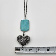 Lovely faux turquoise stone Heart statement necklace anniversary love