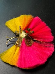 RARE SIGNED HATTIE CARNEGIE HOT PINK & YELLOW DYNEL BUTTERFLY PIN BROOCH💛💕