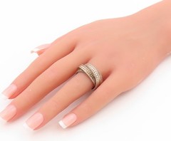925 Sterling Silver Vintage Ring ANNA BECK Twisted Dot Multi Band Sz 8 RG34059