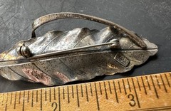 Vintage BEAU Sterling Silver Leaf Pin Brooch 3 1/8″ Long Weighs 8 Grams