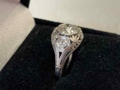 Art Deco 2.2Ct Lab Round Created Diamond Filigree Wedding White Gold Filled Ring