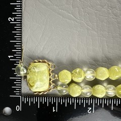 Vintage Necklace Earring Set Lime Green Marbled Lucite Double Strand Clip On