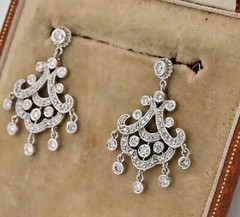 Beautiful Art Deco Style Round Lab Created Diamond 925 Silver Birthday Earrings