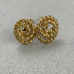 Vintage Knotted Metal Rope Earrings 1970s Monet Gold Tone Clip Ons Spirals